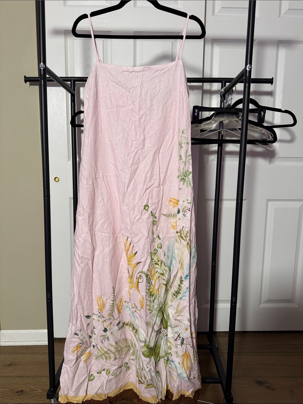 Rachel Zoe Pale Pink Maxi Skirt with Botanical Hem